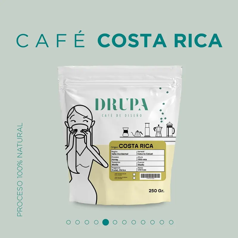 Drupa: packaging ilustrado de café Costa Rica