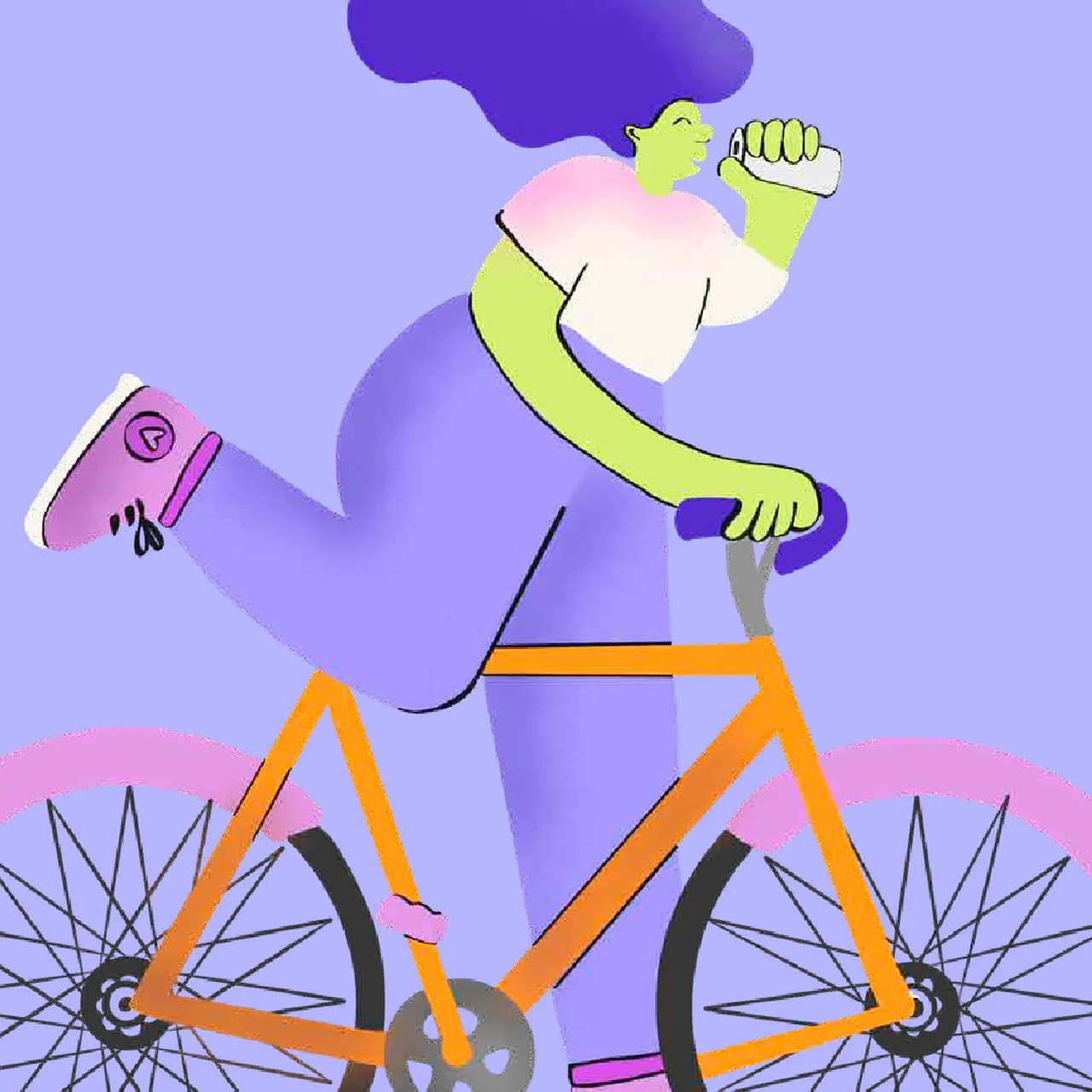 REIR: ilustración de un personaje en bicicleta