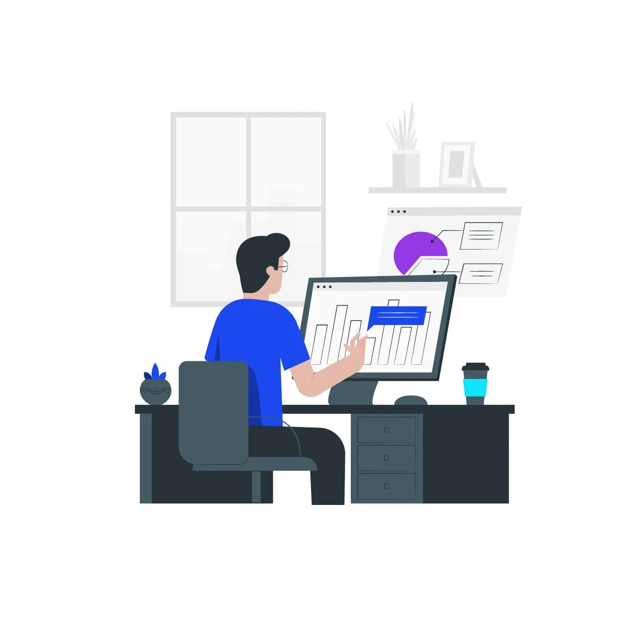 Seonet: ilustración de un personaje trabajando en digital